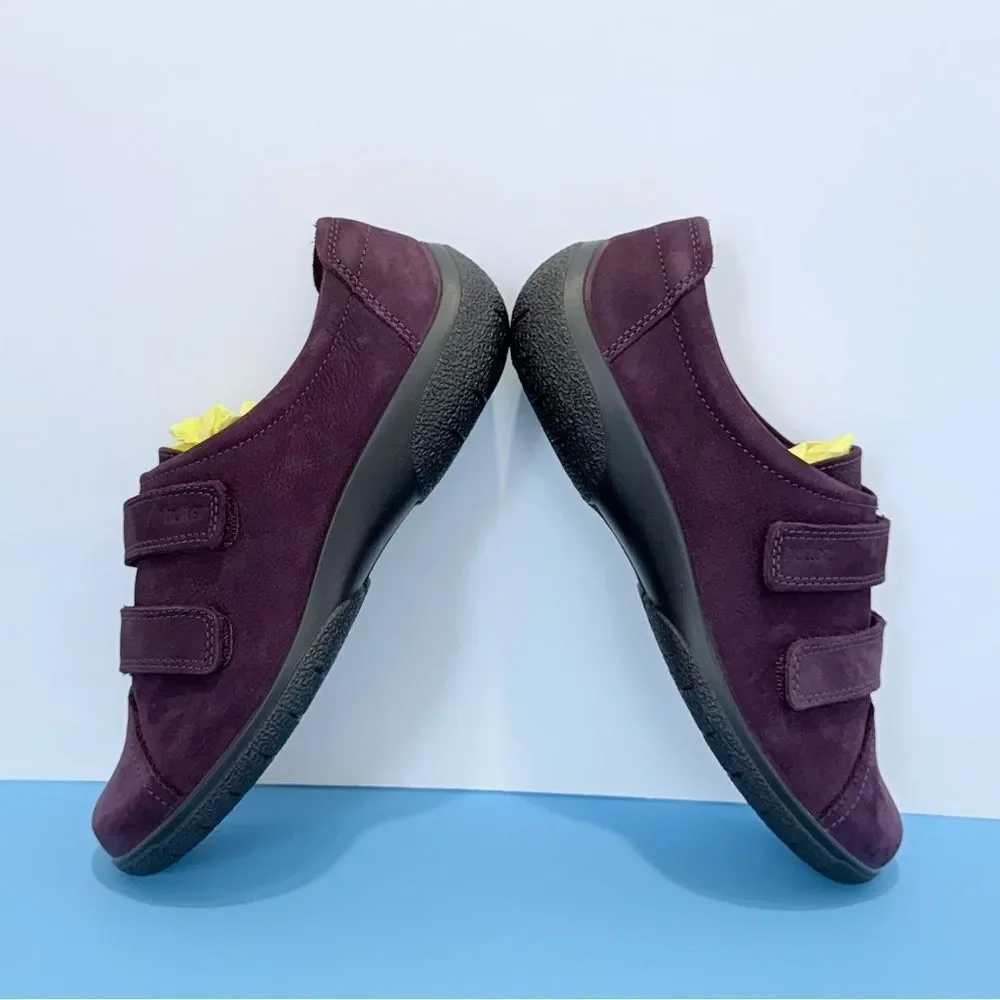HOTTER Double Adjustable Strap Shoes – Purple & Leather, Size 6